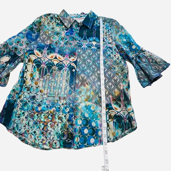 Johnny Was Button Down Boho Bell Sleeve Top - Picture 13 of 13